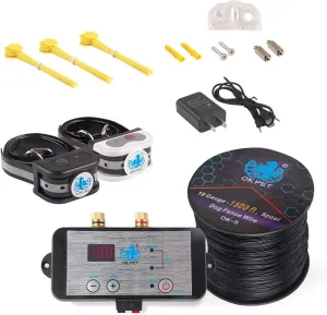 Plkm Electric Dog Fence Pet Wired Container System, Underground Wire Dog Fence Containment System, In-Ground Pet Fence 1500 Feet Dog Boundary Container, Waterproof Rechargeable Receiver