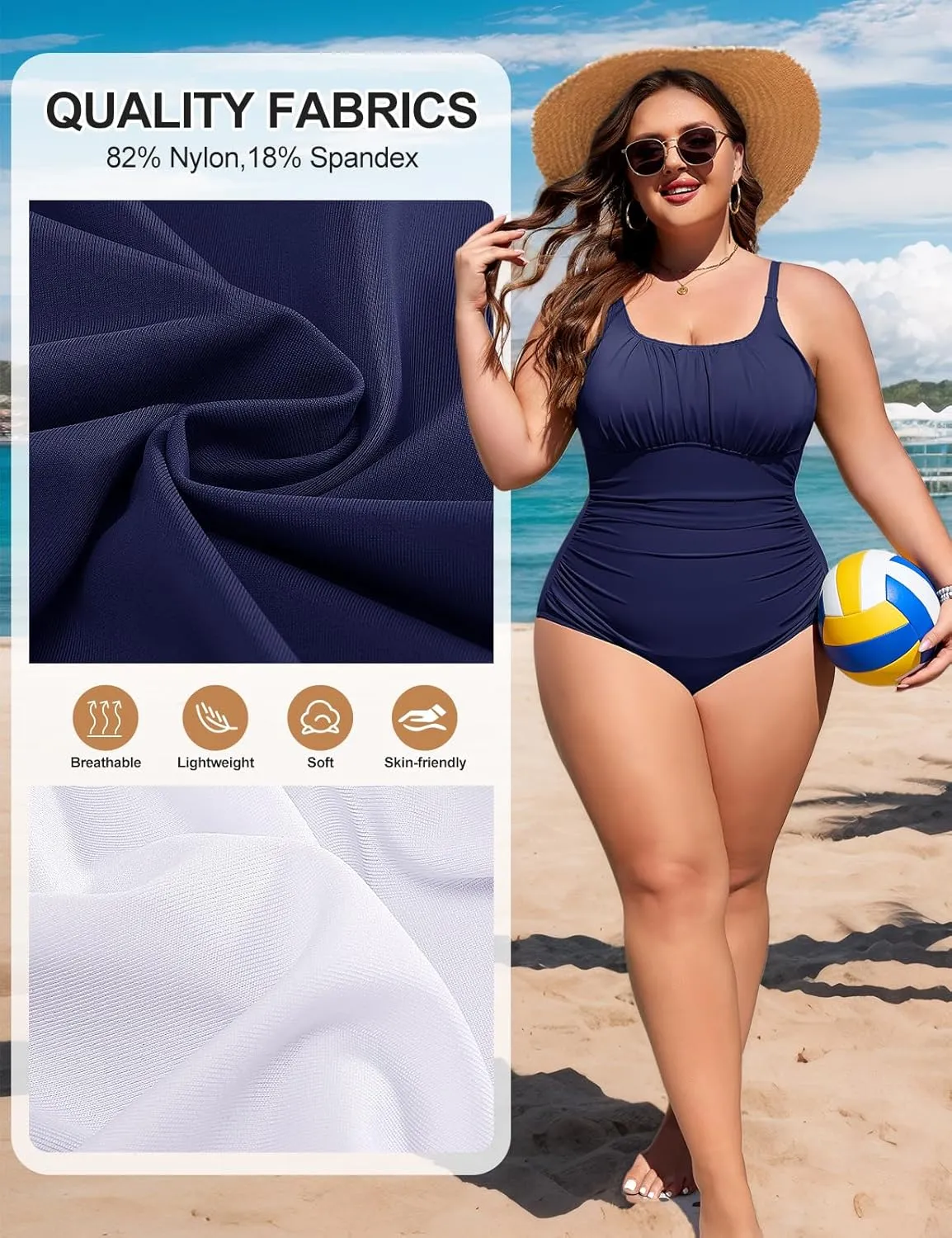 Plus Size Bathing Suit for Women Tummy Control One Piece Swimsuit Push Up Modest Swim Suits Adjustable Straps L-4XL