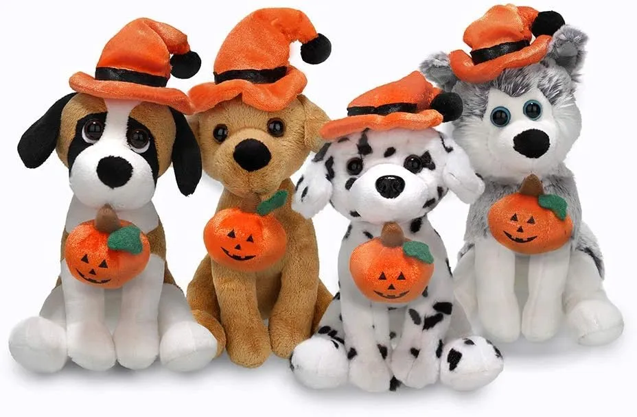 Plushland Halloween Pawpals 8 inches Puppy Dog Plush Stuffed Toy Comes with Hat and Halloween Jack O Lantern - Pumpkin for Kids on This Holiday (Beagle)