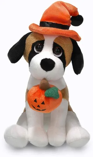 Plushland Halloween Pawpals 8 inches Puppy Dog Plush Stuffed Toy Comes with Hat and Halloween Jack O Lantern - Pumpkin for Kids on This Holiday (Beagle)