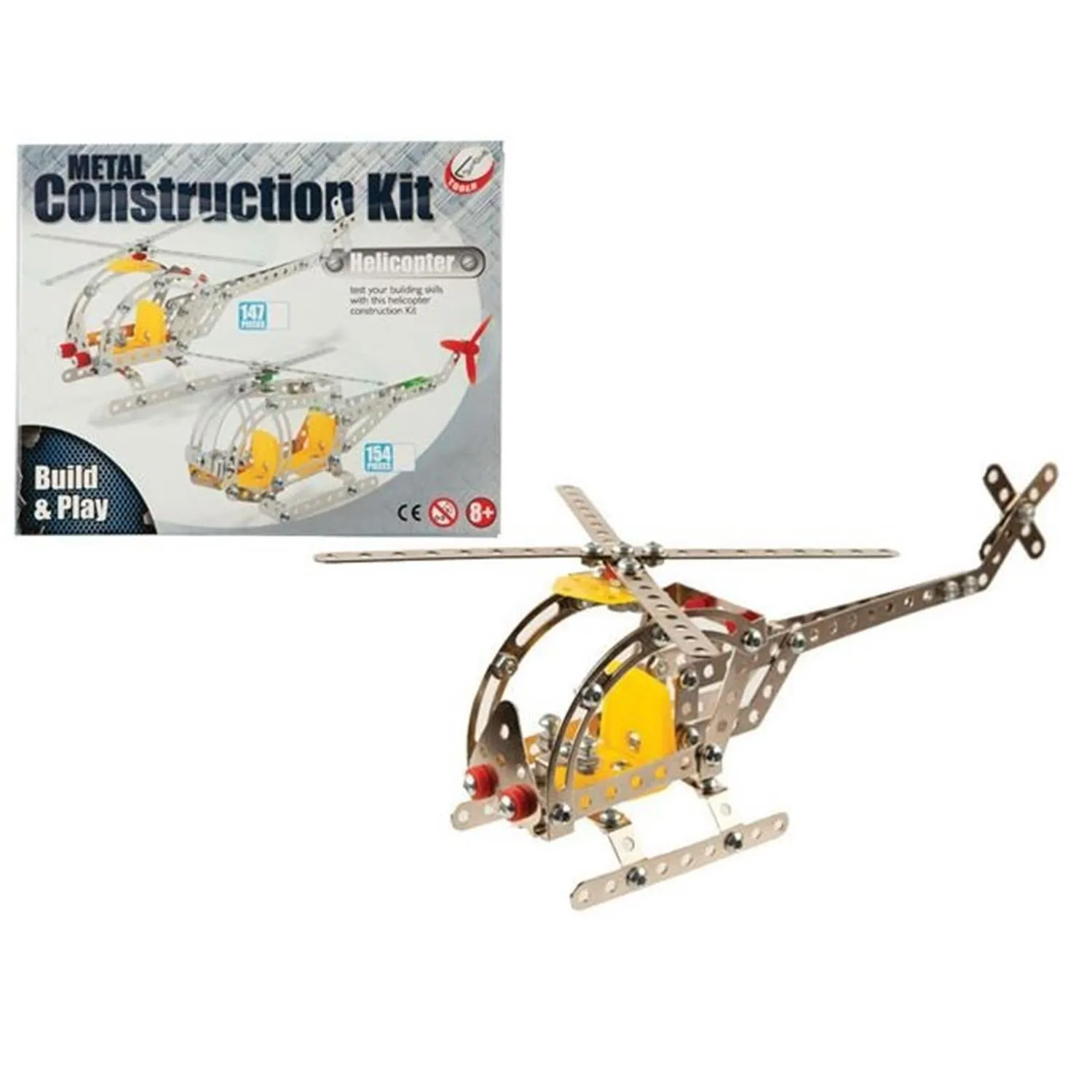 PMS Build And Play Meccano Style Helicopter Metal Construction Kit With Tools