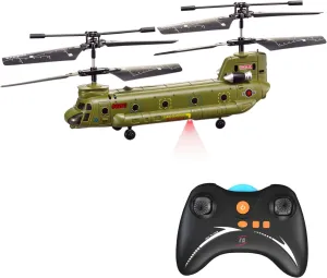 POCO DIVO Chinook CH-47 RC Helicopter S026G, US Army Cargo Transport, Military Tandem-Rotor Aircraft Model, Infrared 3CH Remote Control Gyro Flight, Kids Play Fly Boys Toy Plane Adult Gift