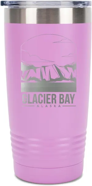 Polar Camel, United States National Parks, Bright Purple 20 Ounce, Stainless Steel, Vacuum Insulated Travel Tumbler Mug With Clear Lid, Glacier Bay Alaska