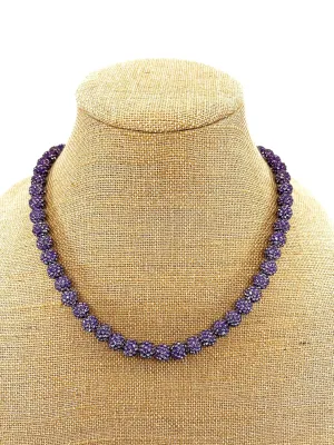 Pollyanna Baseball Player Necklace | Shamballa Beaded Necklace | Pavé Rhinestone | Disco Ball Necklace (22, Purple)
