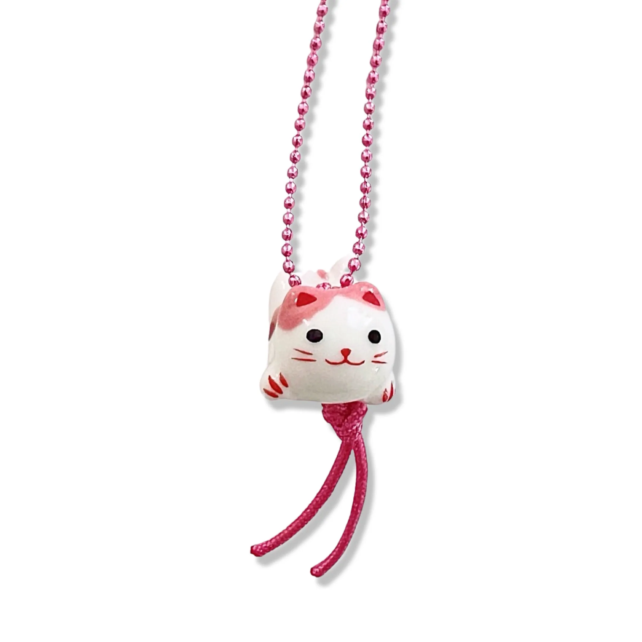 Porcelain Kitty Necklace Pink - handmade