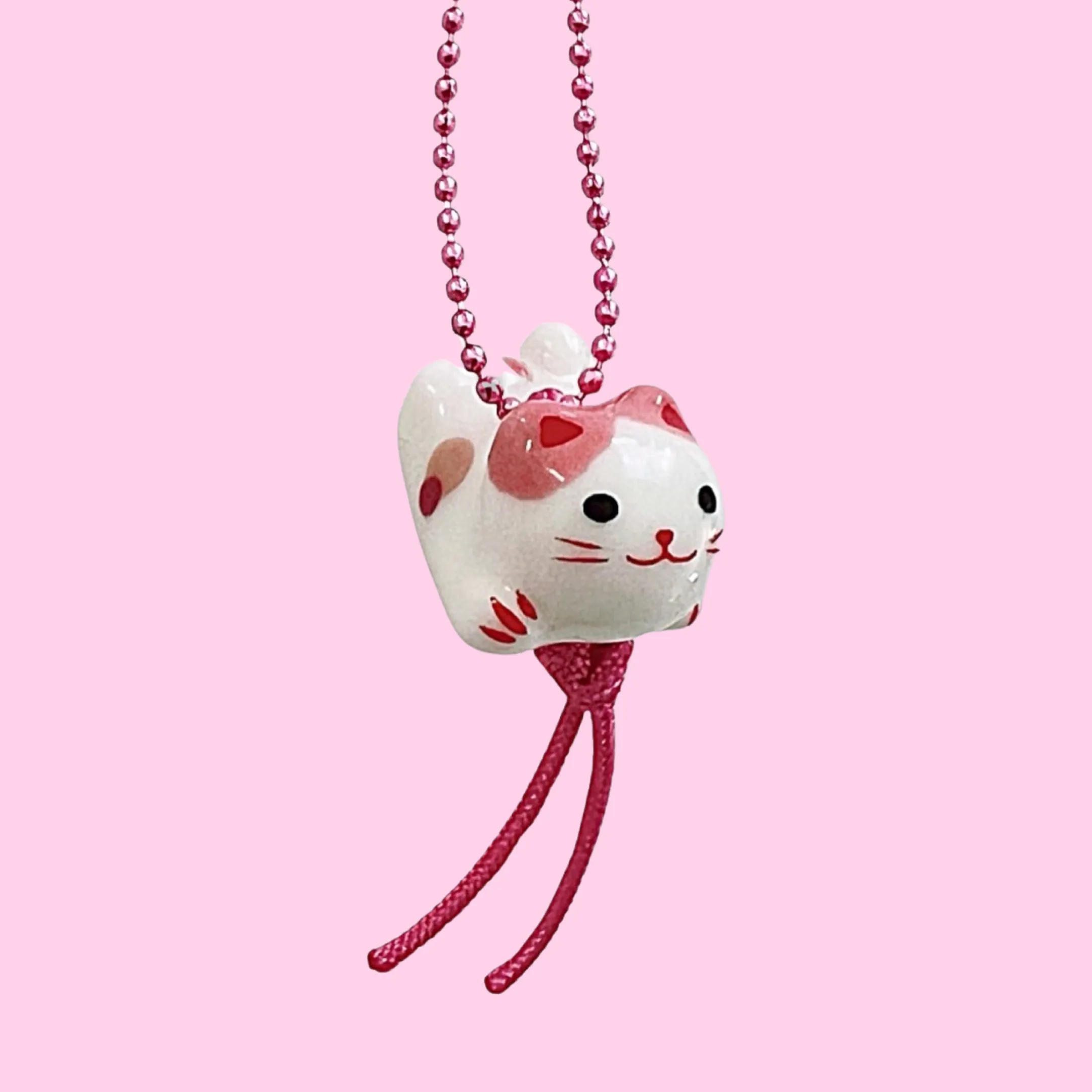 Porcelain Kitty Necklace Pink - handmade
