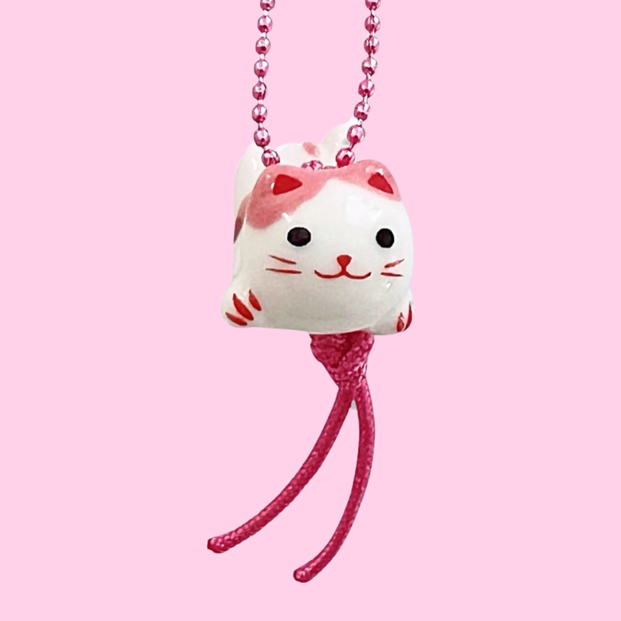 Porcelain Kitty Necklace Pink - handmade