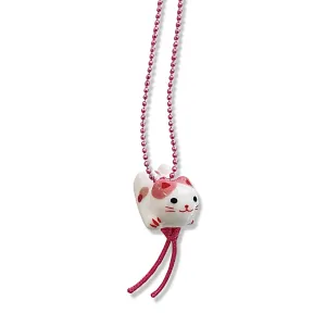 Porcelain Kitty Necklace Pink - handmade