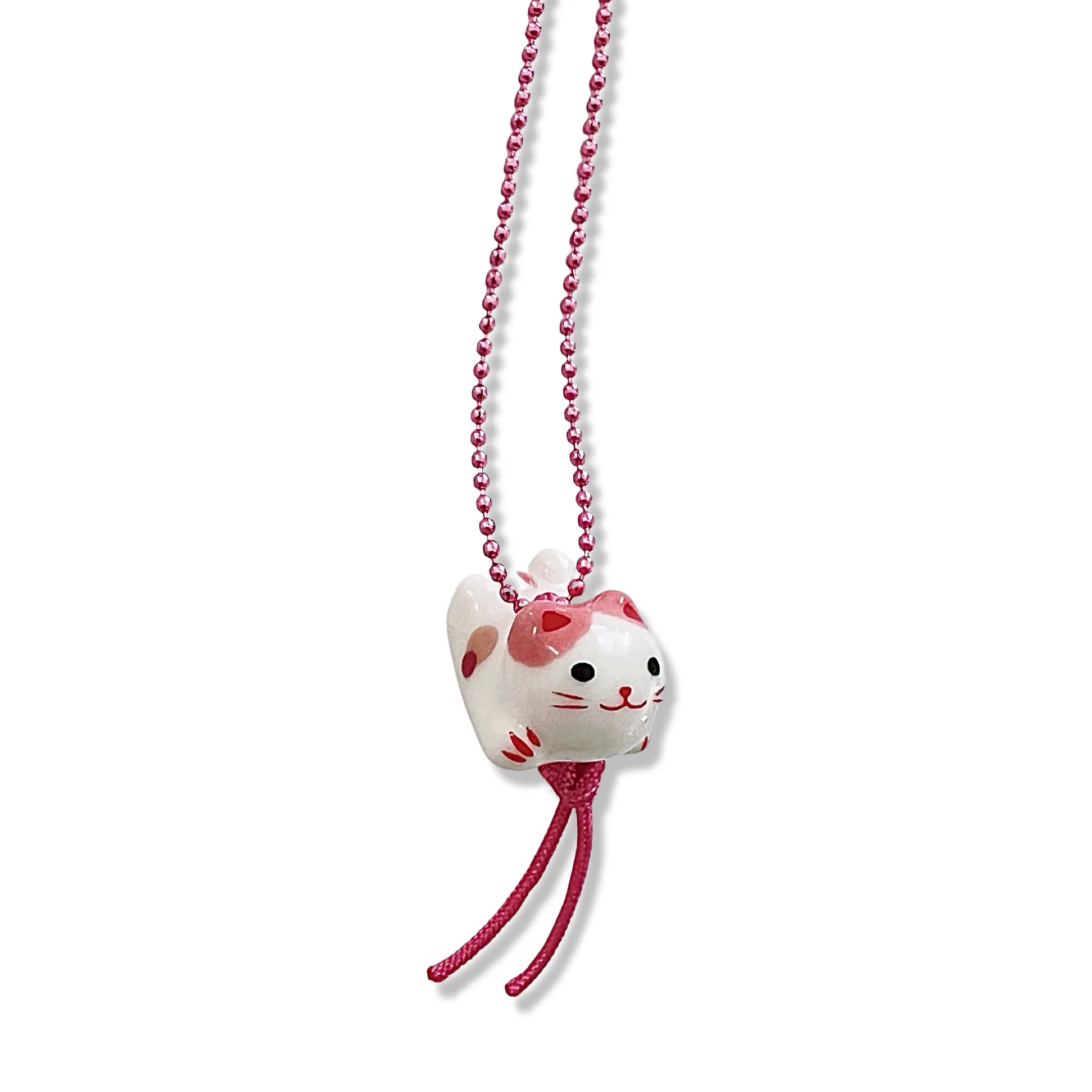 Porcelain Kitty Necklace Pink - handmade