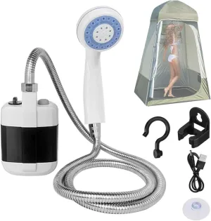 Portable Camping Shower Outdoor Camp Shower Pump, Electric Rechargeable Indoor Shower Head Rinse Kit, Travel Mobile Shower, Hand Shower for Hiking, Beach, Car Washing & Pet Cleaning