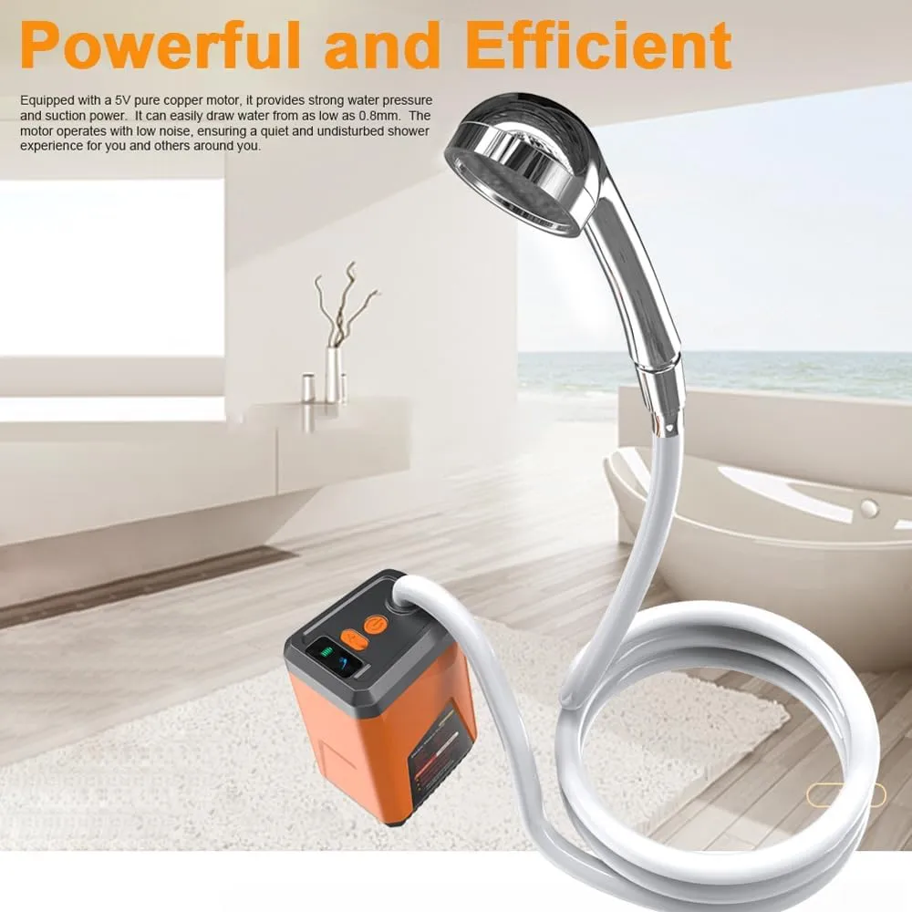 Portable Electric Shower Rechargeable Shower Pump High Pressure Electric Outdoor Camp Shower Pump Support 3 Water Modes for Camping Hiking Backpacking Travel Car Pet