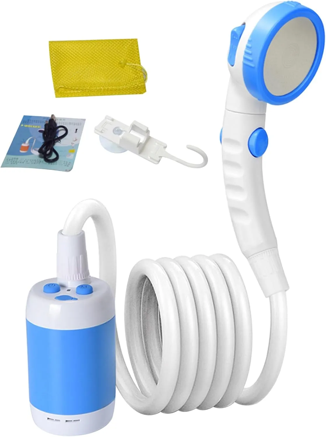 Portable Shower 1 Set IPX7 Waterproof Camping Shower 5000mAh Pressurized Camp 2 Level 3 Mode Detachable Washable Outdoor