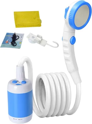 Portable Shower 1 Set IPX7 Waterproof Camping Shower 5000mAh Pressurized Camp 2 Level 3 Mode Detachable Washable Outdoor