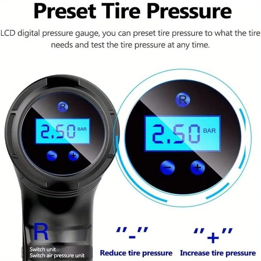 Portable Wireless Tire Inflator with LED Light