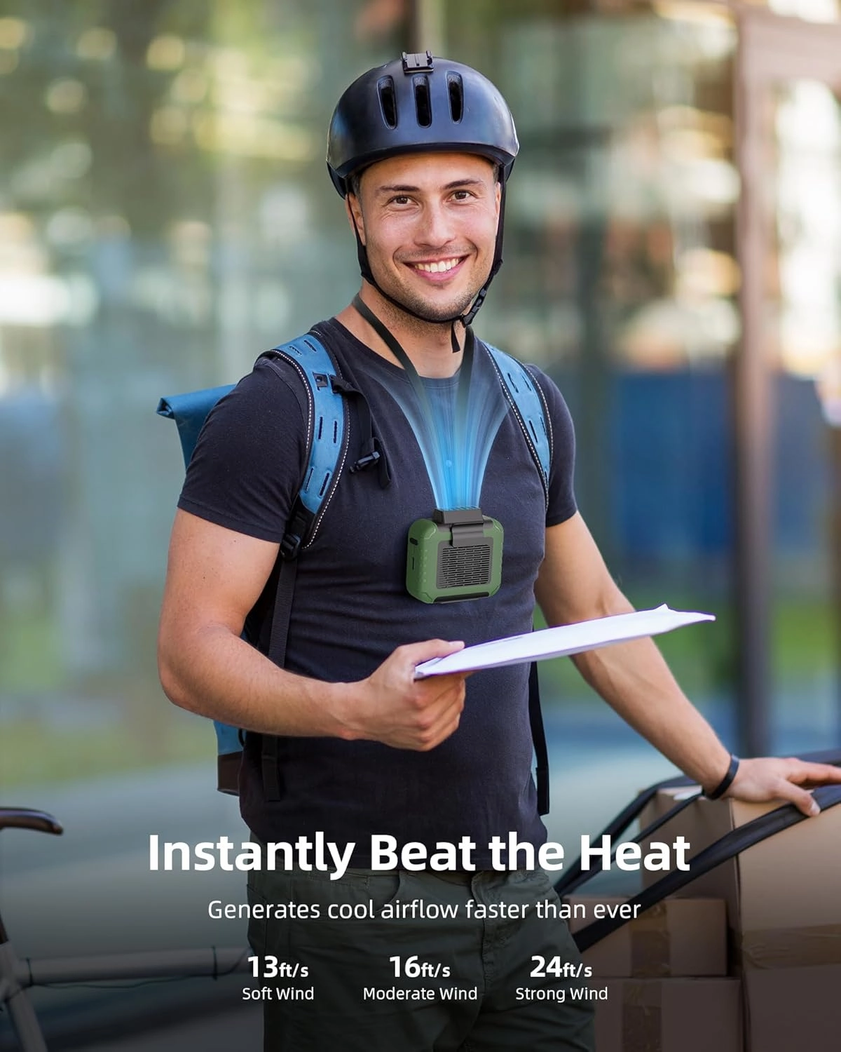 Portable Mini Waist Fan Rechargeable with 23H Working Time, 6200 RPM Strong Airflow, 3 Speed Levels, Belt Shirt Fan Clip on Waist Portable Cooling device for Blue Collar,Outdoor Working,Jobsite