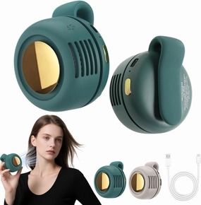 Portable Silent Mini Bladeless Fan Clip On, 2025 New Adjustable 3-Speed Suspended Waist Fans, 360° Rotatable, Suitable for Outdoor & Travel & Office,Travel Accessories (Green)