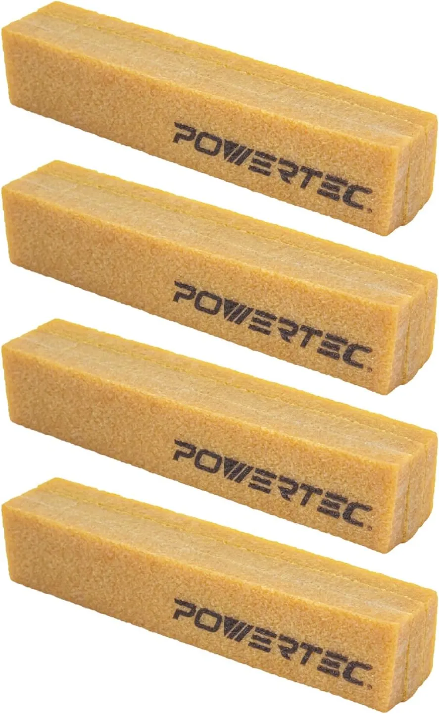 POWERTEC 71002-P4 Abrasive Cleaning Stick for Sanding Belts & Discs 8-1/2" 4PK | Natural Rubber Eraser - Woodworking Shop Tools for Sanding Perfection
