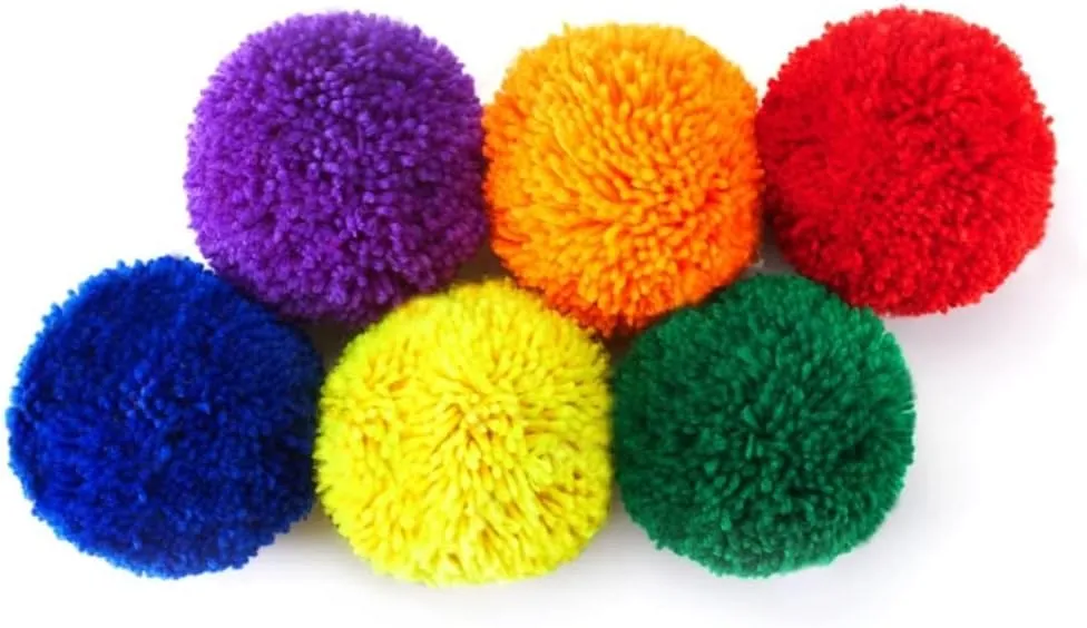 Premium Rainbow Balls for Kids Play (Set of 6) Yarn Balls/Soft Fleece Balls: Large 5", for Indoor and Outdoor Playground Activities, Kickball, Handball, Camps, School