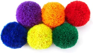 Premium Rainbow Balls for Kids Play (Set of 6) Yarn Balls/Soft Fleece Balls: Large 5", for Indoor and Outdoor Playground Activities, Kickball, Handball, Camps, School
