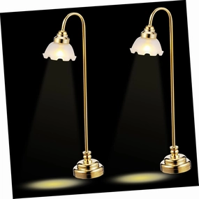 PRETYZOOM 2Pcs Mini Dollhouse Lamp Style Lighting with Shade Dollhouse Decoration for Miniature Scenes and Cozy Atmosphere