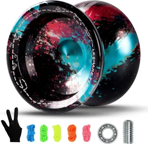 Professional Unresponsive Yoyo for Pros and Responsive Yoyos for Kids Beginners, Package Includes Replaceable Responsive Bearings, yo-yo Gloves, and 5 yo-yo Cords(Red Blue Black)