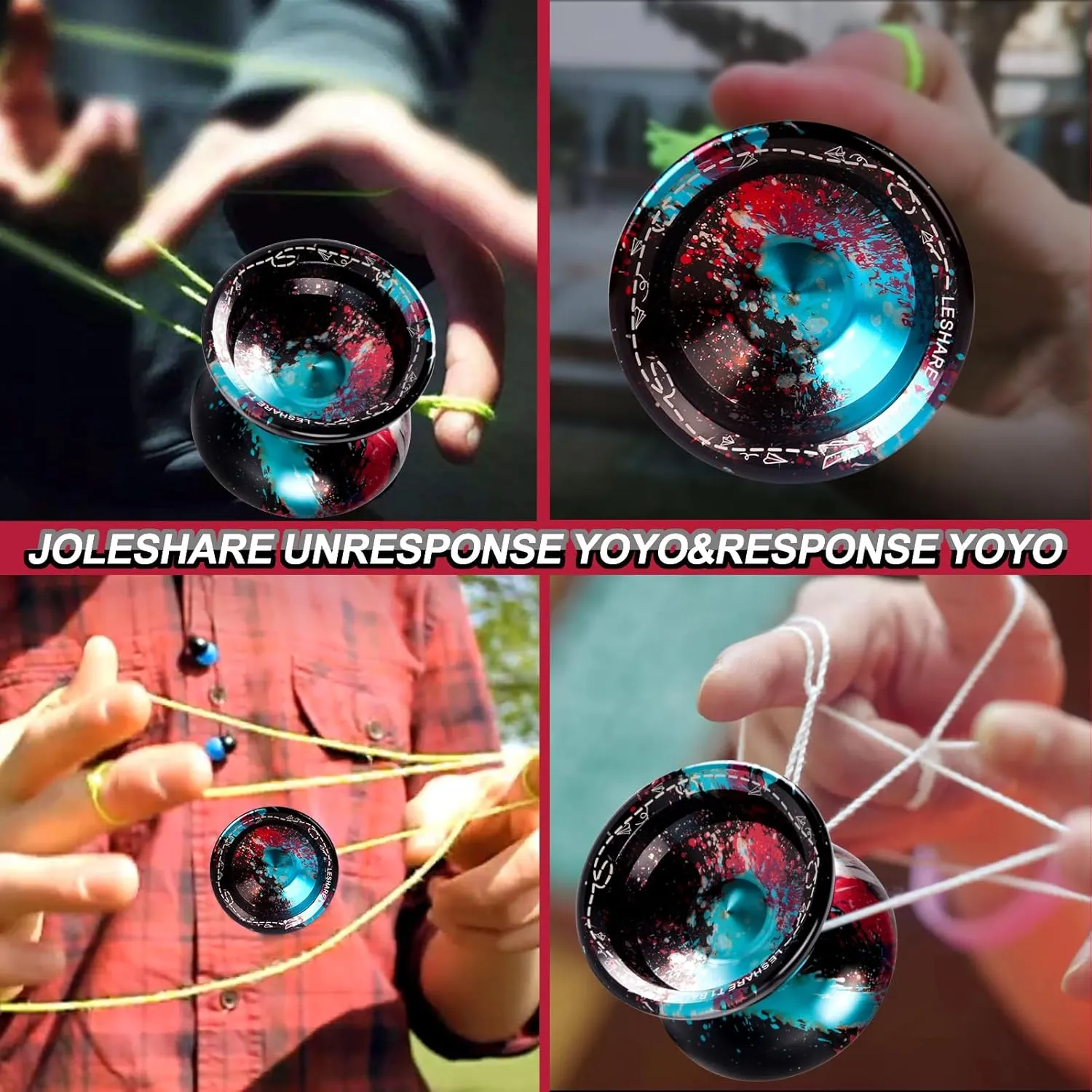Professional Unresponsive Yoyo for Pros and Responsive Yoyos for Kids Beginners, Package Includes Replaceable Responsive Bearings, yo-yo Gloves, and 5 yo-yo Cords(Red Blue Black)