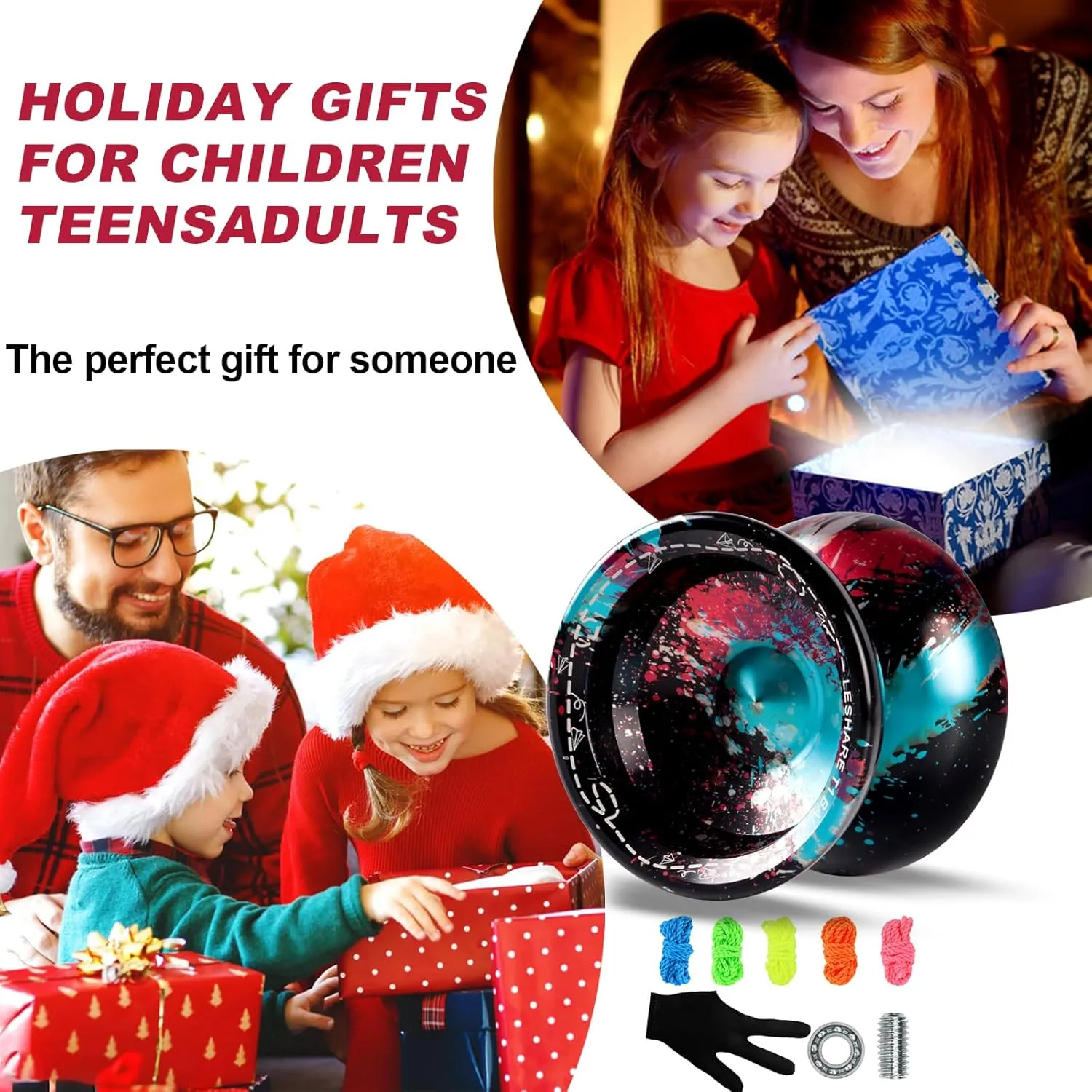 Professional Unresponsive Yoyo for Pros and Responsive Yoyos for Kids Beginners, Package Includes Replaceable Responsive Bearings, yo-yo Gloves, and 5 yo-yo Cords(Red Blue Black)