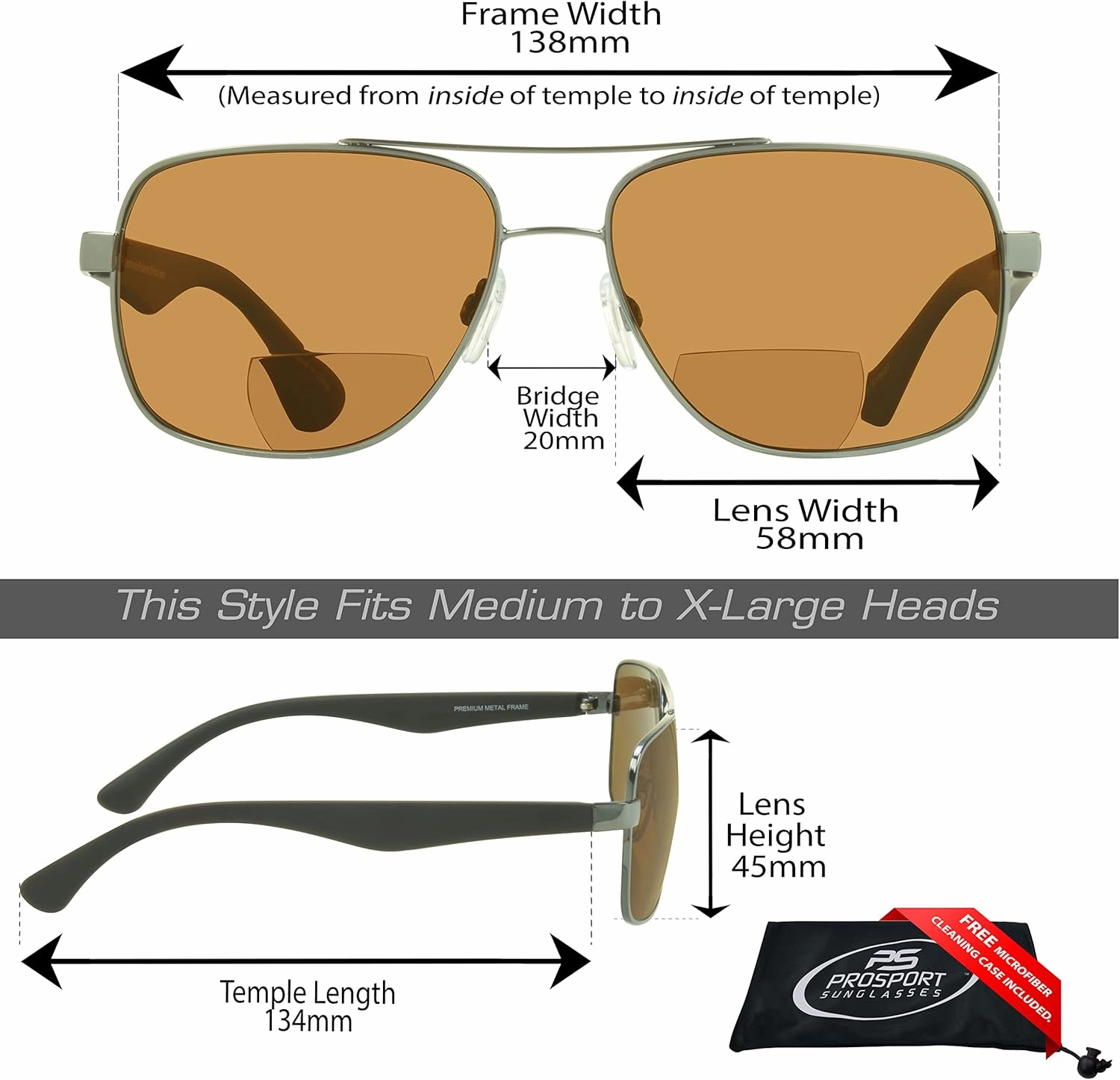proSPORT Polarized Bifocal Reading Sunglasses for Men and Women. Near invisible line Reader Sunglasses