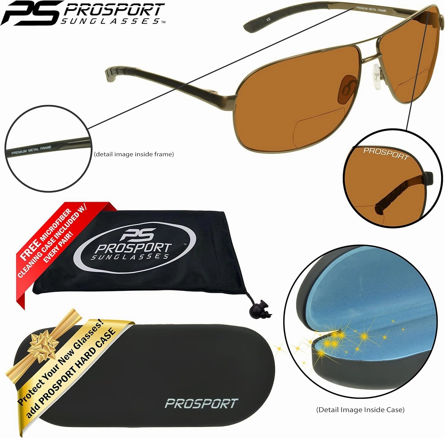 proSPORT Polarized Bifocal Reading Sunglasses for Men and Women. Near invisible line Reader Sunglasses