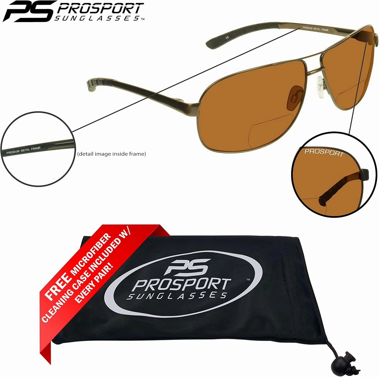 proSPORT Polarized Bifocal Reading Sunglasses for Men and Women. Near invisible line Reader Sunglasses