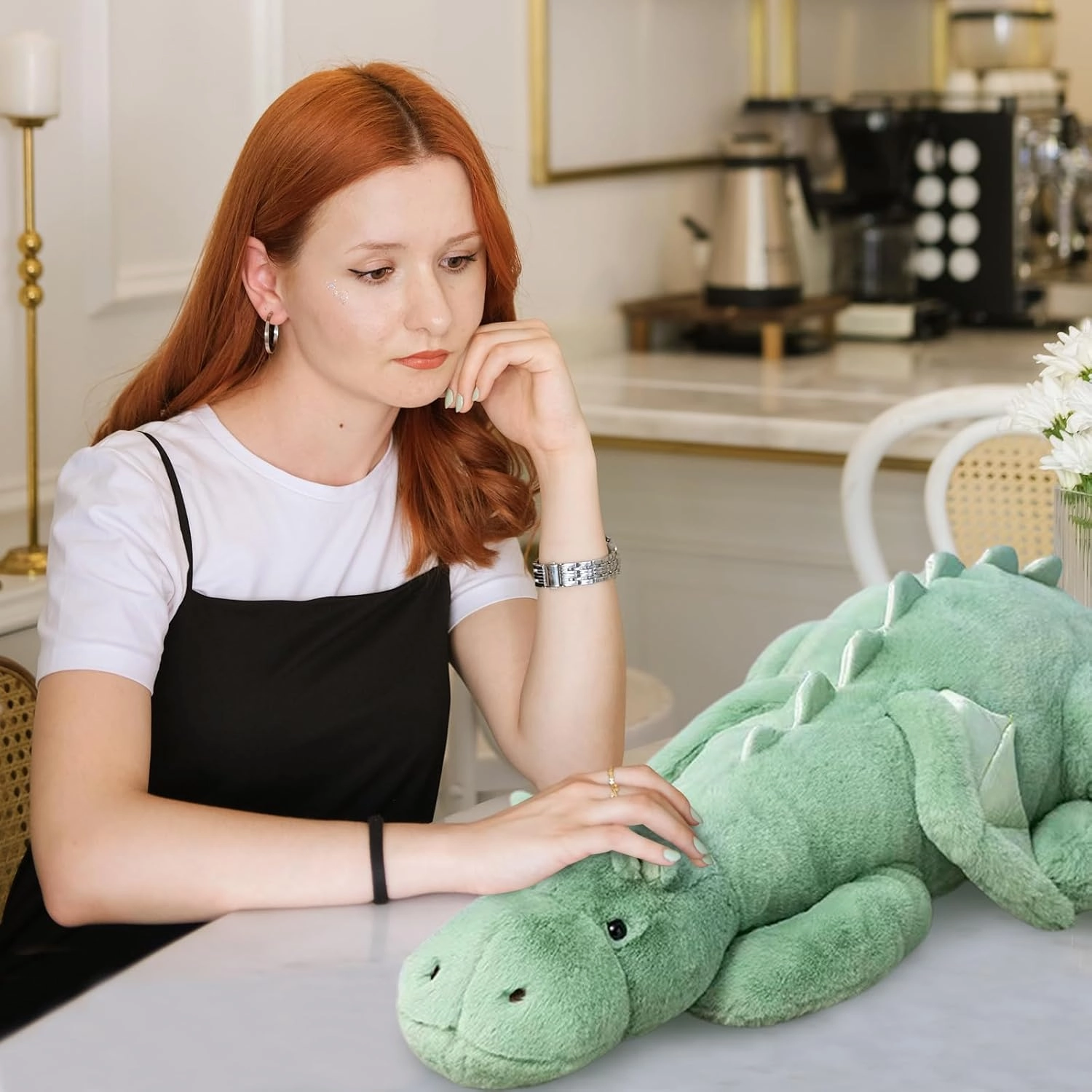 Pterosaur Stuffed Animal with Wings - Cute Soft Dinosaurs Plush Toys Little Flying Dragon Plushies Pillow Doll Christmas Birthday Gifts for Kids Boys Girls (Green,43.3inch/110cm)