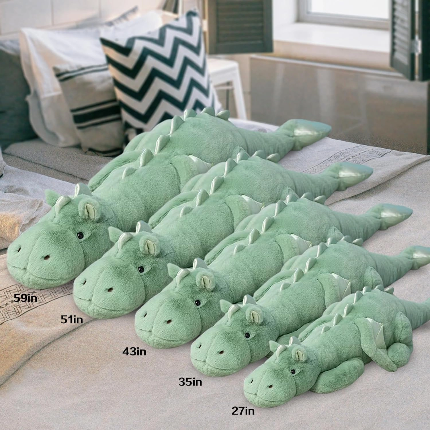 Pterosaur Stuffed Animal with Wings - Cute Soft Dinosaurs Plush Toys Little Flying Dragon Plushies Pillow Doll Christmas Birthday Gifts for Kids Boys Girls (Green,43.3inch/110cm)