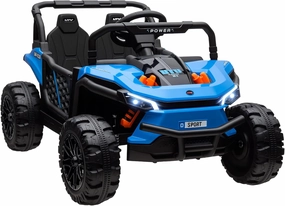 Qaba 12V Kids UTV, Battery Powered Ride on Truck, 3.7 MPH Off-Road Electric Car with Remote Control, 4-Wheel Suspension, LED Headlights, 3 Speeds, Horn & Music, for Boys and Girls, Blue