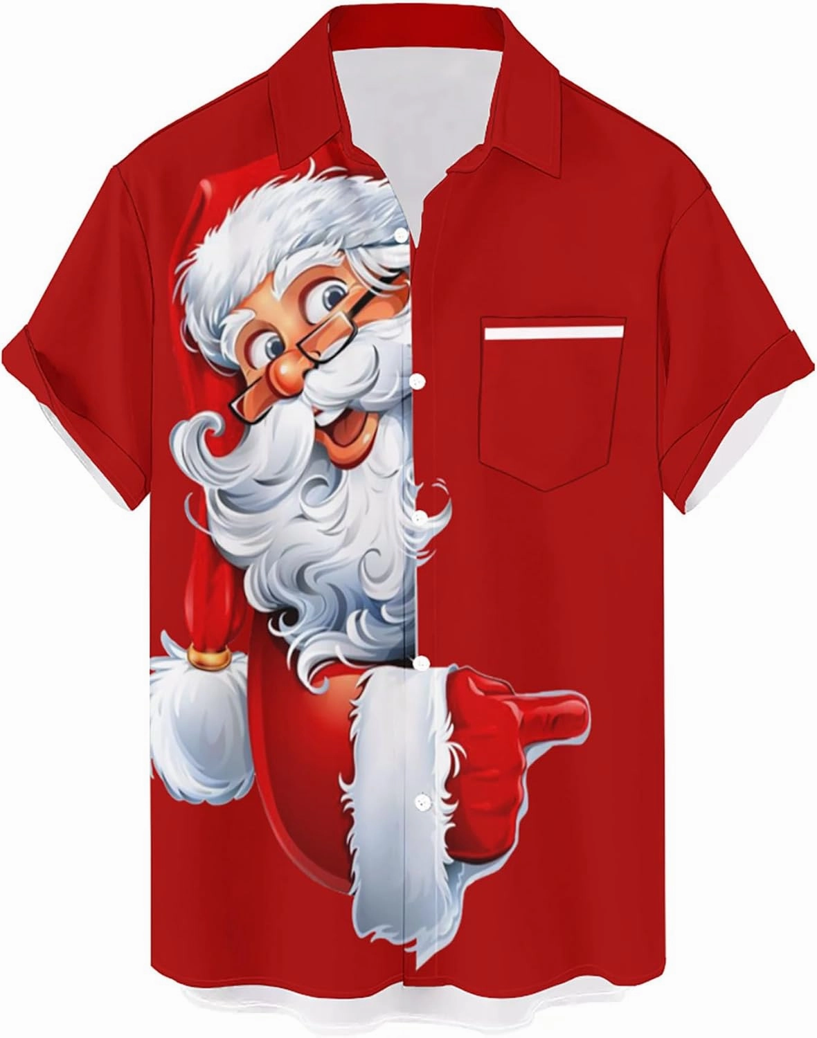 QIVICIMA Mens Halloween Christmas Shirts Funky Button Down Shirts Party Aloha Shirts Santa Print Hawaiian Shirt Tops