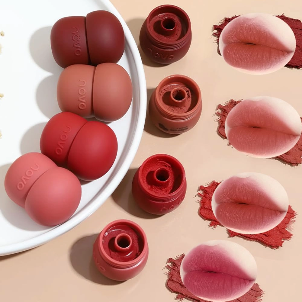 Rayberro 4 Pack Matte Ink Lip Glaze Lipstick Set, Pinecone Shape Lipstick Set, Long Lasting Wear Non-Stick Cup Waterproof Lipsticks Lip Balm