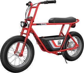 Razor Rambler 16 Electric Retro Minibike for Adults with 350W Hub-Driven Motor, 16 Inch Tires, & 36V Battery, Red