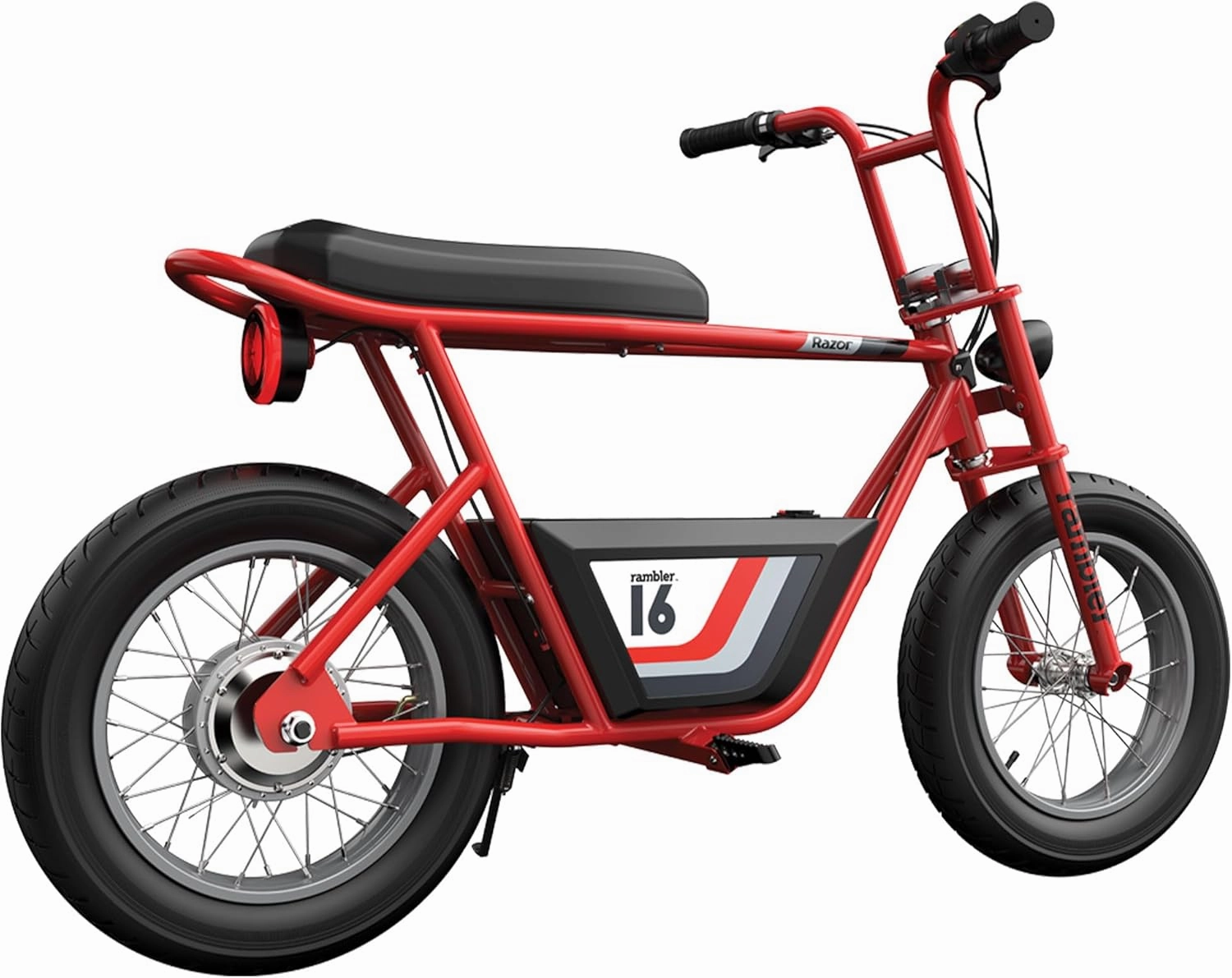 Razor Rambler 16 Electric Retro Minibike for Adults with 350W Hub-Driven Motor, 16 Inch Tires, & 36V Battery, Red