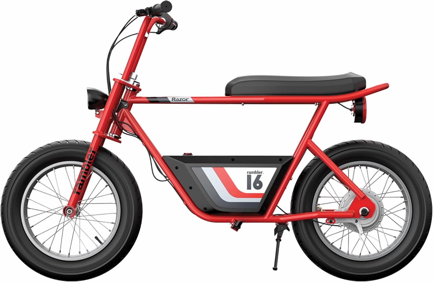 Razor Rambler 16 Electric Retro Minibike for Adults with 350W Hub-Driven Motor, 16 Inch Tires, & 36V Battery, Red
