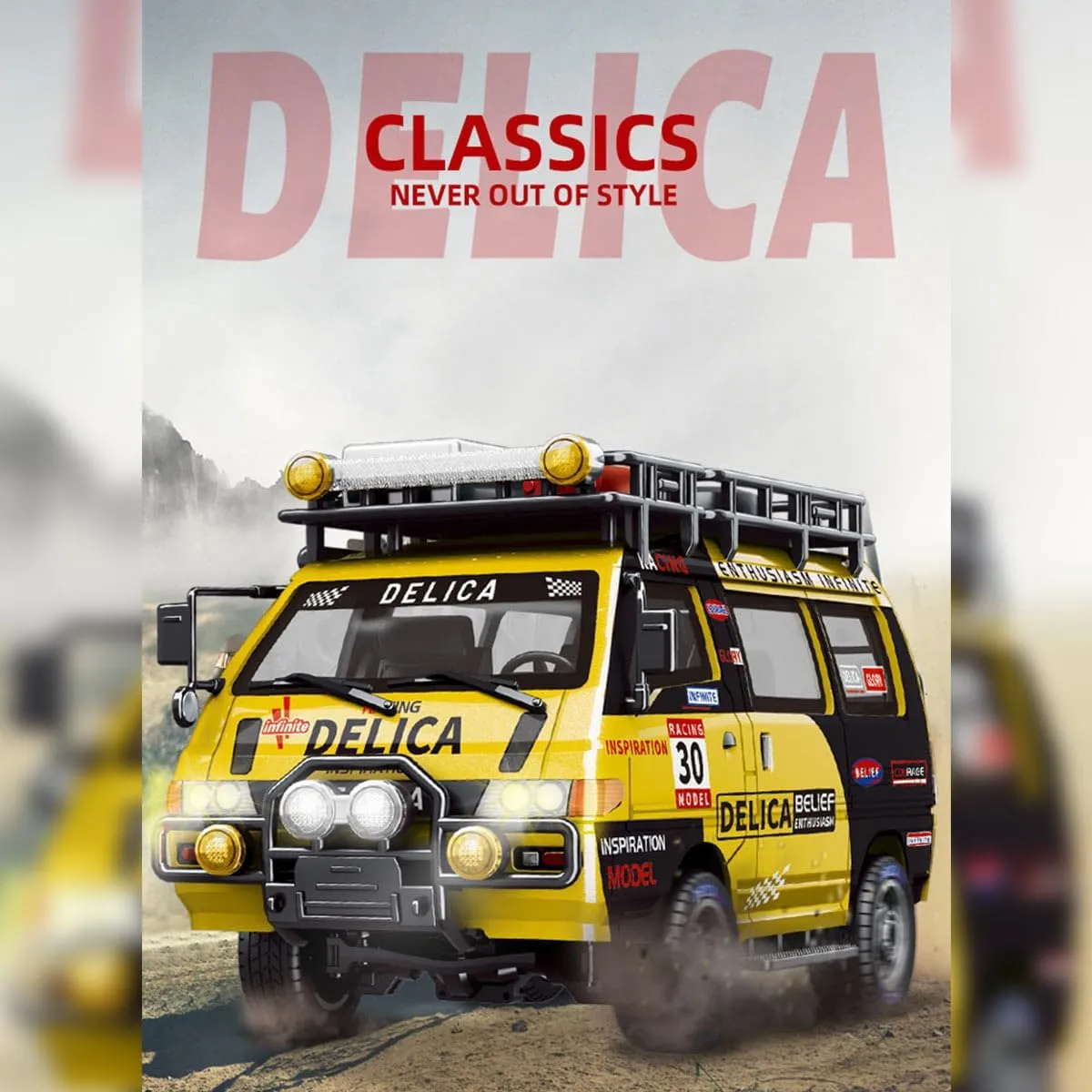 RC Draft Truck Model, 1/24 Scale 2.4G 4WD Full-Proportional Synchronous RC Car, RTR Off-Road Remote Contro Desktop Vehicle with LED Lights, 3 Cool Paint Shell Colors Available, Yellow