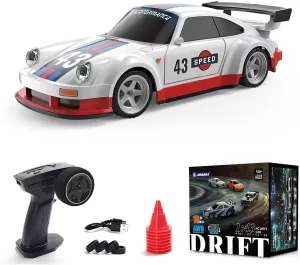 RC Drift Car, 1/43 Scale 2.4G 4WD Full Proportional Control Mini Electric Racing Drift Car with Lights Set, Hobbyist Gift for Adults