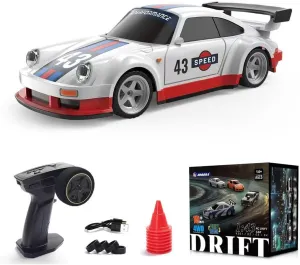 RC Drift Car, 1/43 Scale 2.4G 4WD Full Proportional Control Mini Electric Racing Drift Car with Lights Set, Hobbyist Gift for Teens and Adults