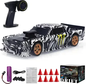 Rc Drift Car, 1/43 Scale 4WD with Full Proportional Control & 2.4G High Speed, 15km/h, LED Lights & Drift Tires, RTR Mini Racing Car for Adults - Indoor/Outdoor Use (4301 1Battery Box)