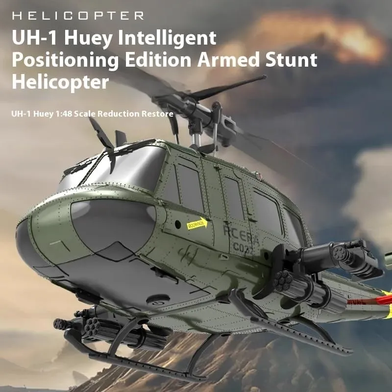 RC ERA C032 UH-1 Huey RC Helicopter - 2.4G 6CH Gyro Stabilized Flybarless RTF Remote Control Helicopter, 1/48 Scale RC Aircraft Model for Adults Enthusiasts