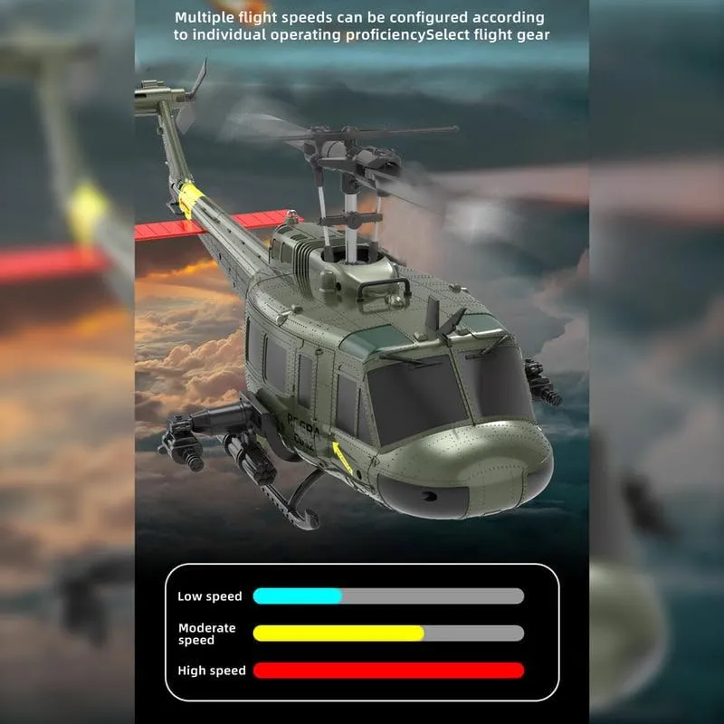 RC ERA C032 UH-1 Huey RC Helicopter - 2.4G 6CH Gyro Stabilized Flybarless RTF Remote Control Helicopter, 1/48 Scale RC Aircraft Model for Adults Enthusiasts