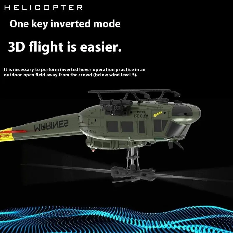 RC ERA C032 UH-1 Huey RC Helicopter - 2.4G 6CH Gyro Stabilized Flybarless RTF Remote Control Helicopter, 1/48 Scale RC Aircraft Model for Adults Enthusiasts