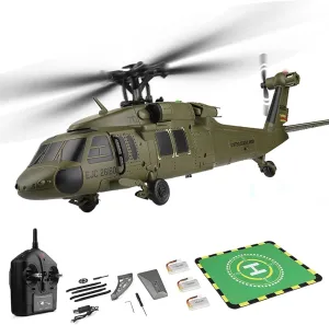 RC Helicopter for Adult - K170 UH60L Remote Controlled Helicopter, 2.4G 4CH RC Helicopter 6-Axis Gyroscope Military Aircraft Brushless Motor Altitude Hovering (RTF/3 Battery)