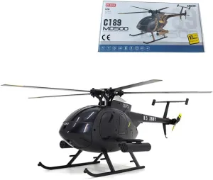 RC Helicopter for Adults - 1/28 MD500 C189, 2.4G 4CH Remote Control Helicopter with Single Propeller, Flybarless RC Airplane Toy Gift for Christmas (Black)
