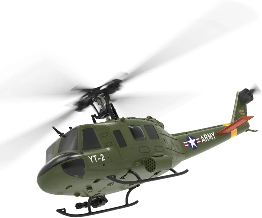 RC Helicopter for Adults, F07 UH-1 Huey 1/34 2.4G 6CH Brushless Direct-Drive 6G Flybarless Remote Control Helicopter Model with Optical Flow Positioning (RTF Version/Mode1/Mode2)