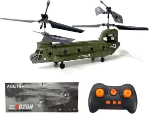 RC Helicopter for Adults, S026H Dual-Rotor Transport Aircraft 2.4G RC 3CH Dual-Rotor Military Aerocraft Model with Controller (RTF Version/Army Green)