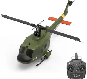 RC Helicopter Model with Optical Flow Positioning F07 1/34 Scale UH-1 Huey 2.4G 6CH Brushless Direct-Drive 3D/6G Flybarless (RTF Version/Military Green)